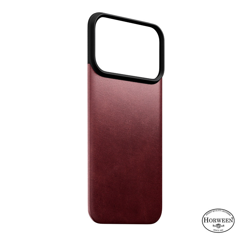 Capa traseira magnética de couro Horween iPhone 18 Pro Burgundy
