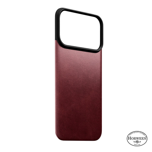 Capa traseira magnética de couro Horween iPhone 18 Pro Burgundy