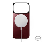 Capa traseira magnética de couro Horween iPhone 18 Pro Burgundy