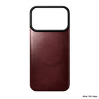 Capa traseira magnética de couro Horween iPhone 18 Pro Burgundy