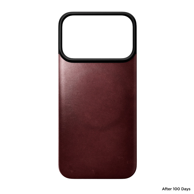Capa traseira magnética de couro Horween iPhone 18 Pro Burgundy