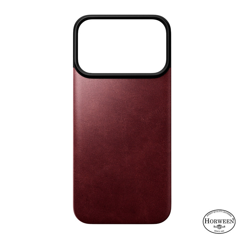 Capa traseira magnética de couro Horween iPhone 18 Pro Burgundy