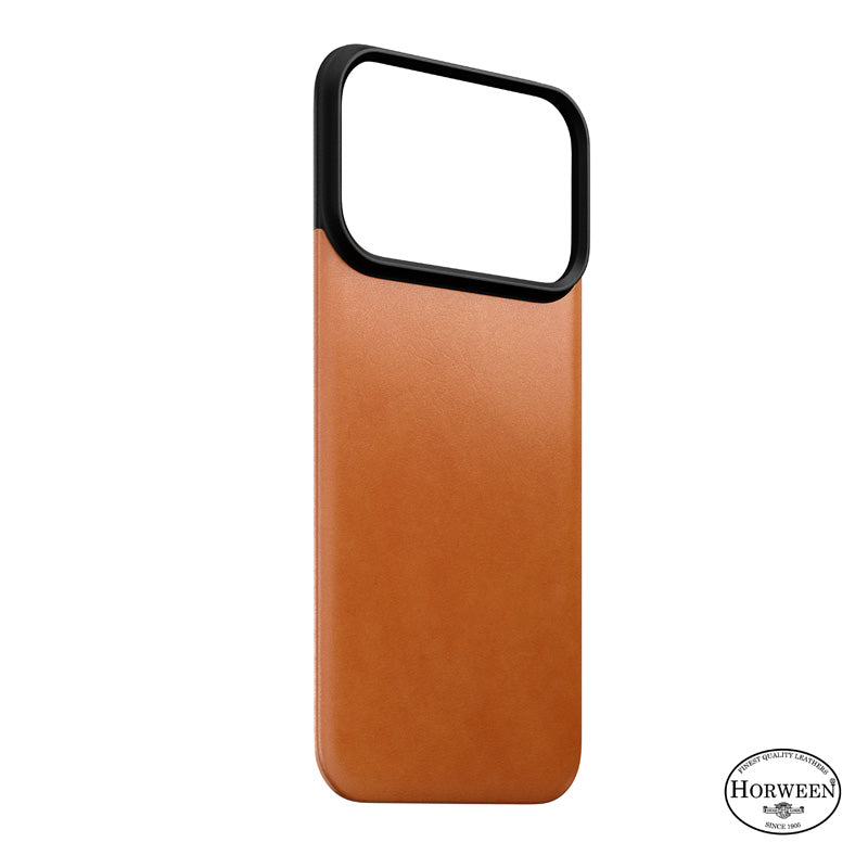 Capa traseira magnética de couro Horween iPhone 18 Pro Saddle