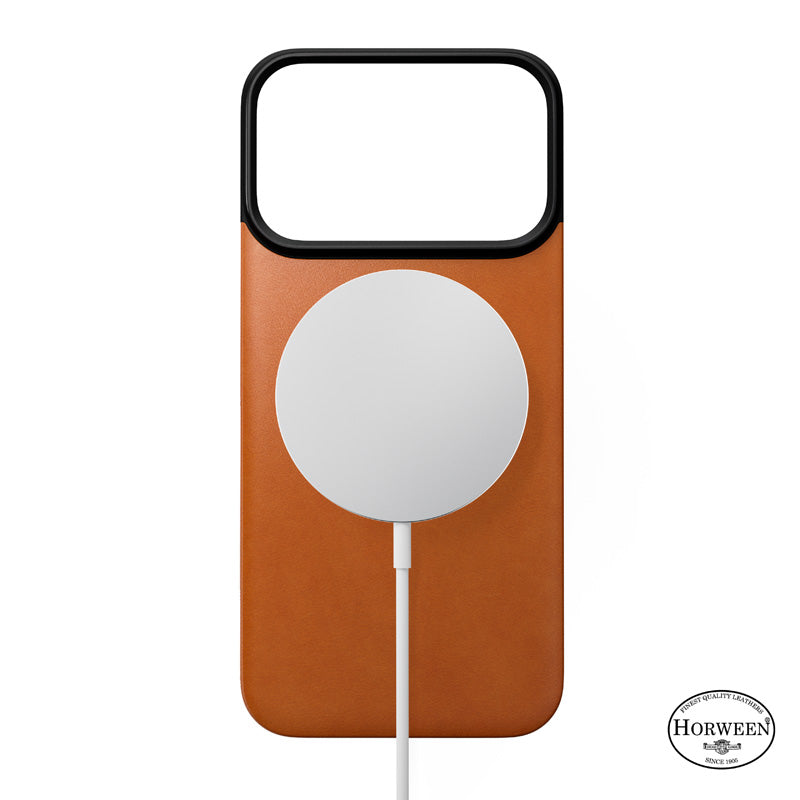 Capa traseira magnética de couro Horween iPhone 18 Pro Saddle