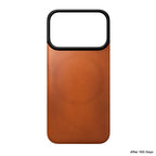 Capa traseira magnética de couro Horween iPhone 18 Pro Saddle