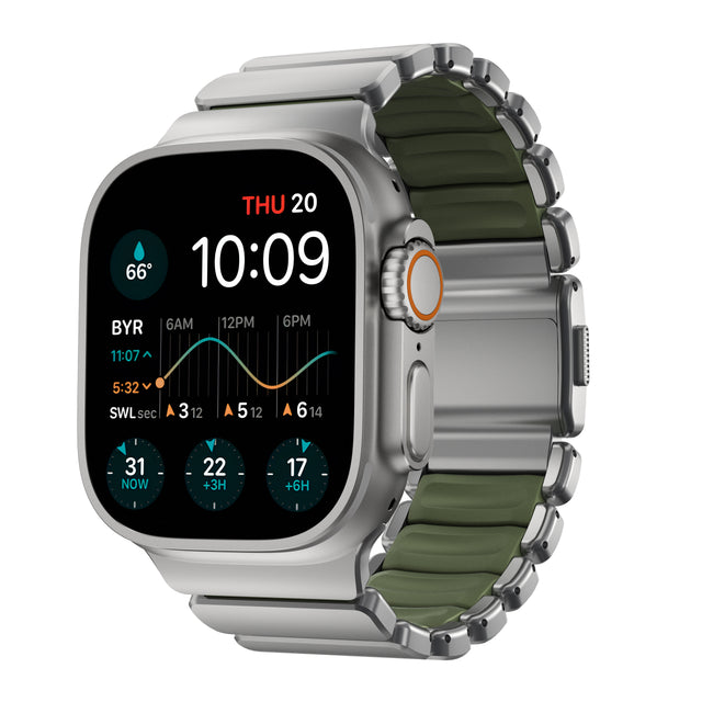 Pulseira Stratos 49mn Natural Titanium/Forest Green FKM