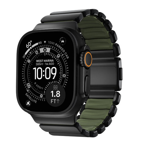 Bracelete Stratos 49mn Titânio Preto/FKM Verde Floresta
