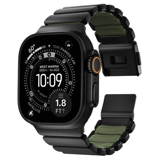 Bracelete Stratos 49mn Titânio Preto/FKM Verde Floresta
