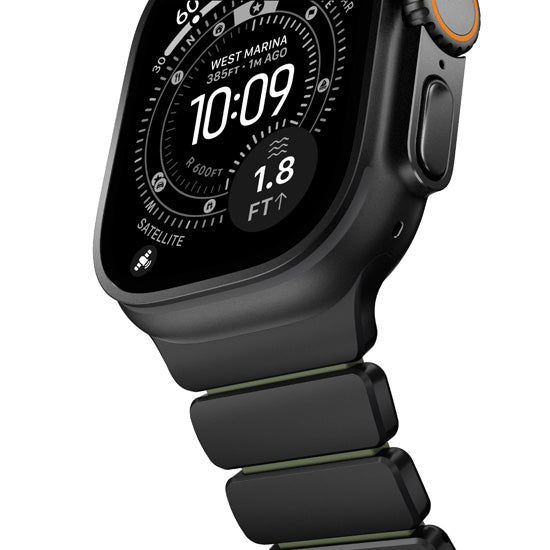 Bracelete Stratos 49mn Titânio Preto/FKM Verde Floresta