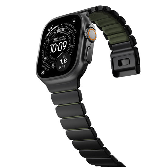 Bracelete Stratos 49mn Titânio Preto/FKM Verde Floresta