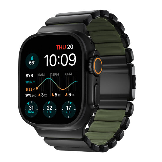 Bracelete Stratos 49mn Titânio Preto/FKM Verde Floresta