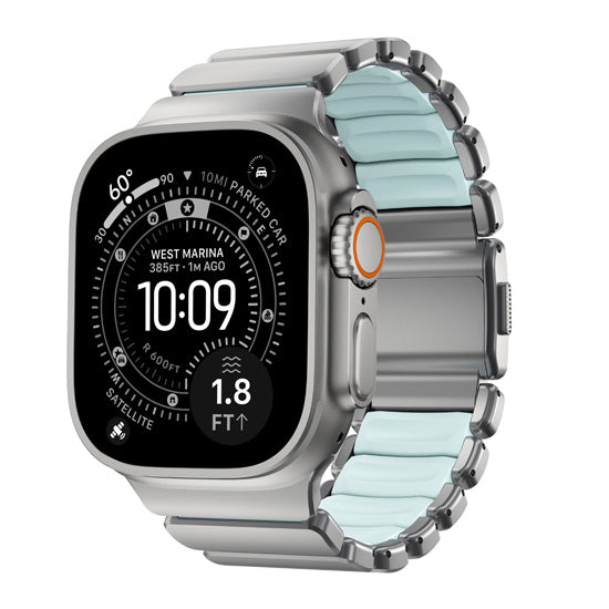 Pulseira Stratos 49mm Titânio Natural/Icy Blue Glow KFM