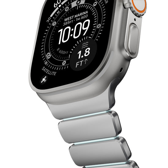 Pulseira Stratos 49mm Titânio Natural/Icy Blue Glow KFM