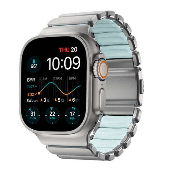 Pulseira Stratos 49mm Titânio Natural/Icy Blue Glow KFM