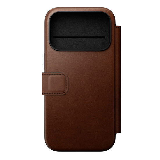 Folio Moderno de Couro iPhone 17 Pro Marrom