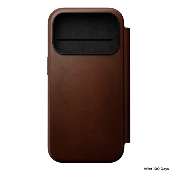 Folio Moderno de Couro iPhone 17 Pro Marrom