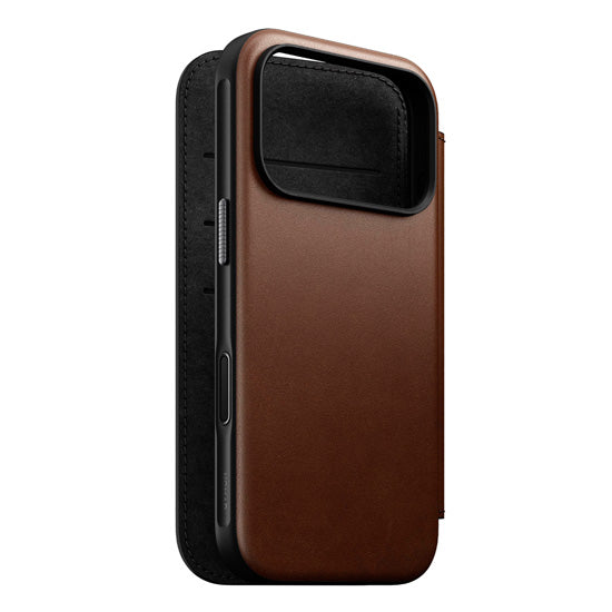 Folio Moderno de Couro iPhone 17 Pro Marrom