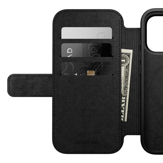 Folio Moderno de Couro iPhone 17 Pro Marrom