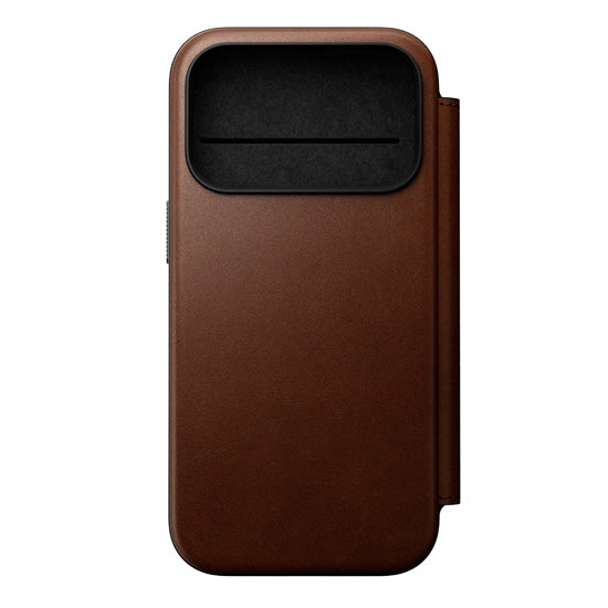 Folio Moderno de Couro iPhone 17 Pro Marrom