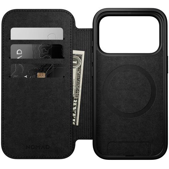 Folio de Couro Moderno iPhone 17 Pro Preto
