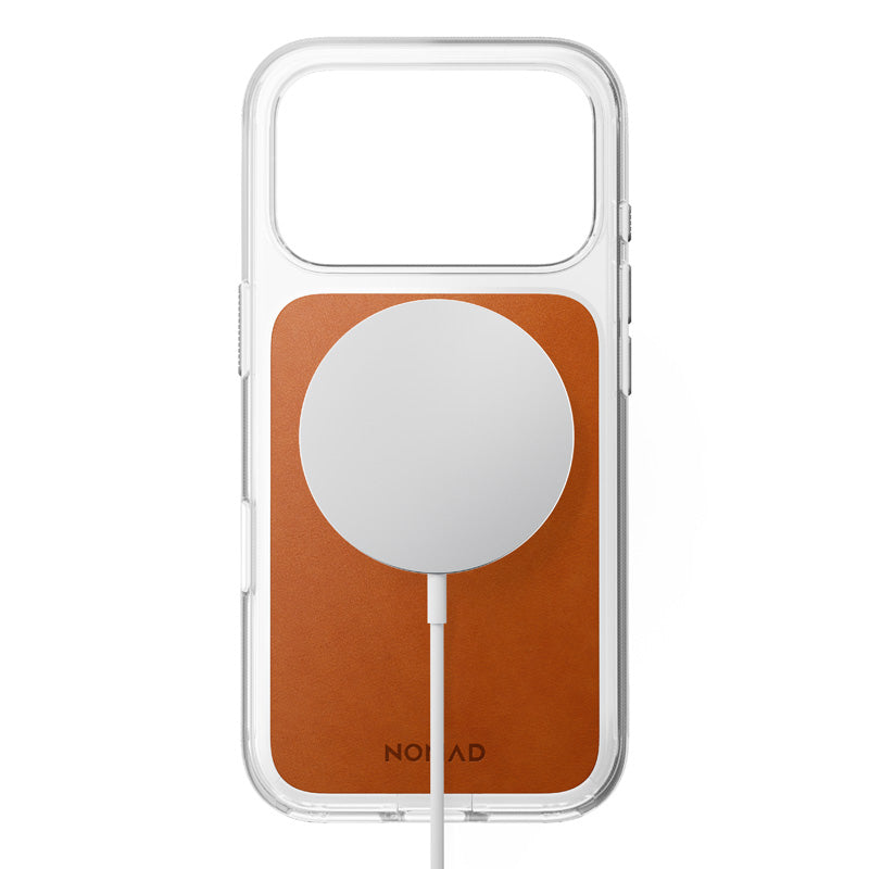 Capa Clear Leather Horween iPhone 18 Pro Saddle