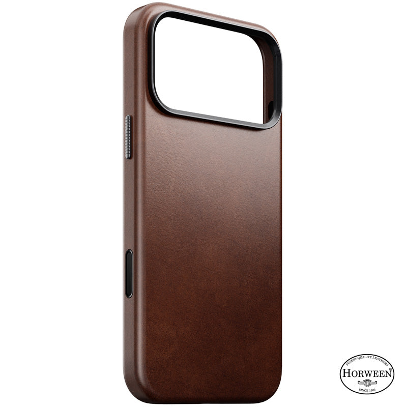 Capa tradicional de couro Horween iPhone 18 Pro Max Rustic Brown