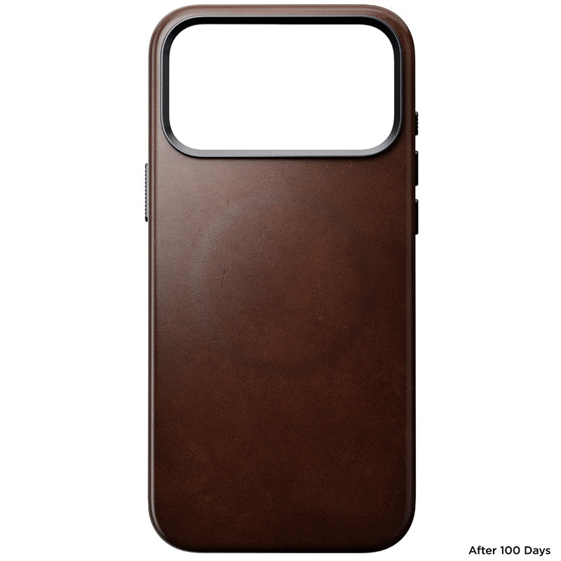 Capa tradicional de couro Horween iPhone 18 Pro Max Rustic Brown