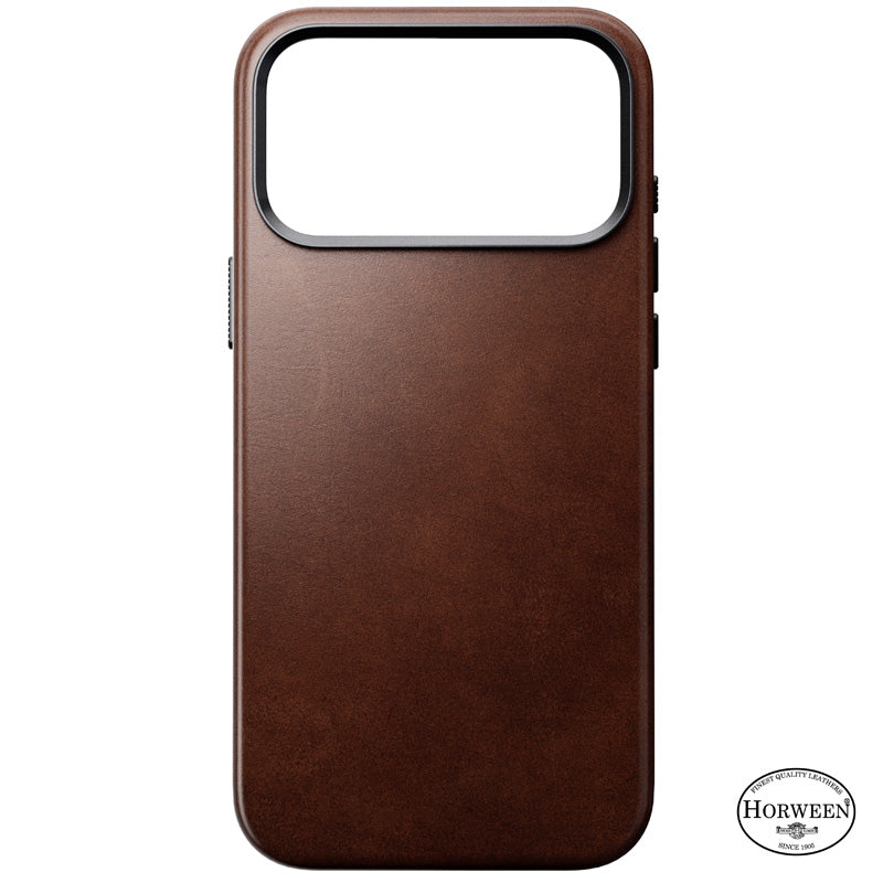 Capa tradicional de couro Horween iPhone 18 Pro Max Rustic Brown