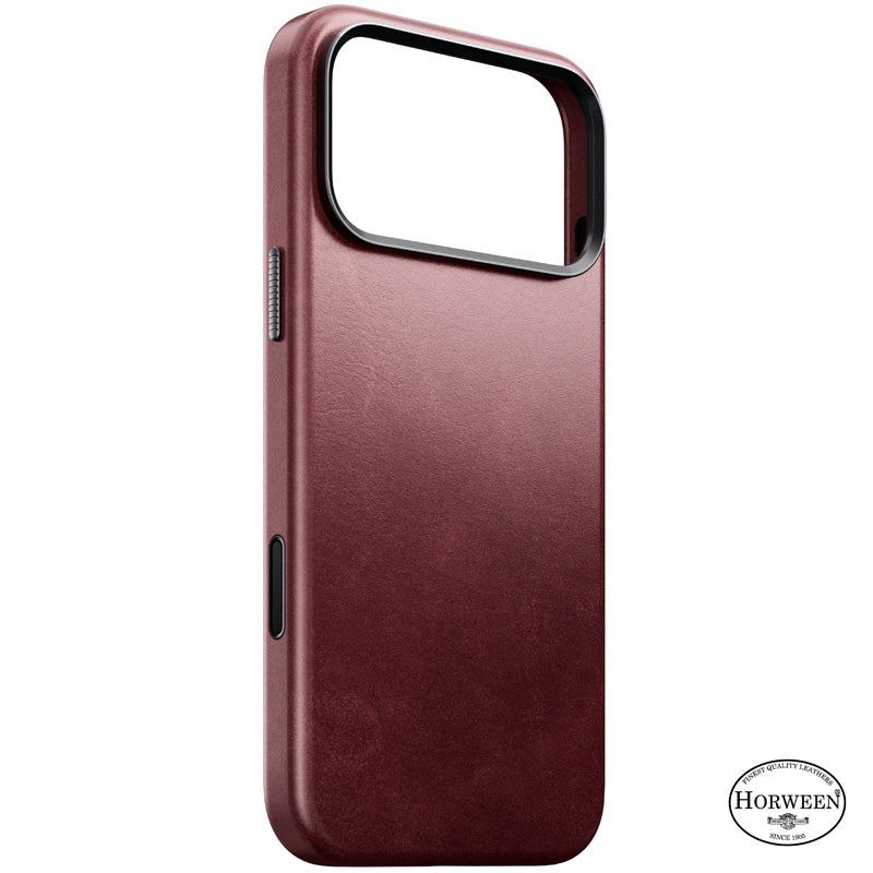 Capa Traditional Horween em couro iPhone 18 Pro Max Burgundy