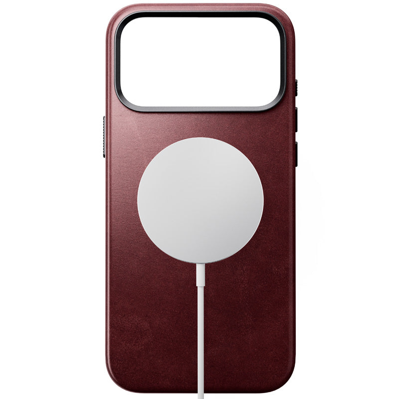 Capa Traditional Horween em couro iPhone 18 Pro Max Burgundy