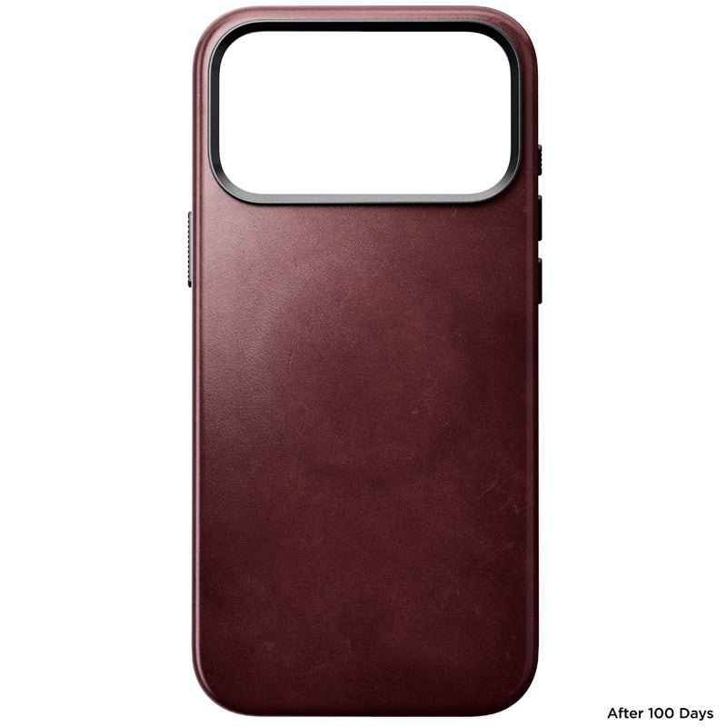 Capa Traditional Horween em couro iPhone 18 Pro Max Burgundy