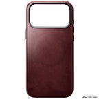 Capa Traditional Horween em couro iPhone 18 Pro Max Burgundy