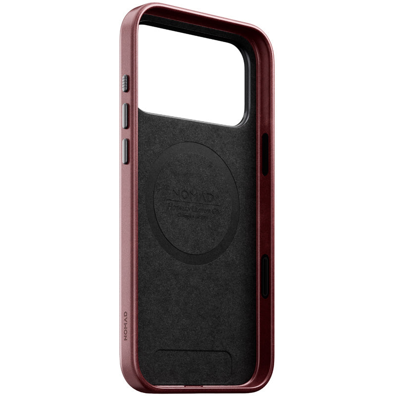 Capa Traditional Horween em couro iPhone 18 Pro Max Burgundy