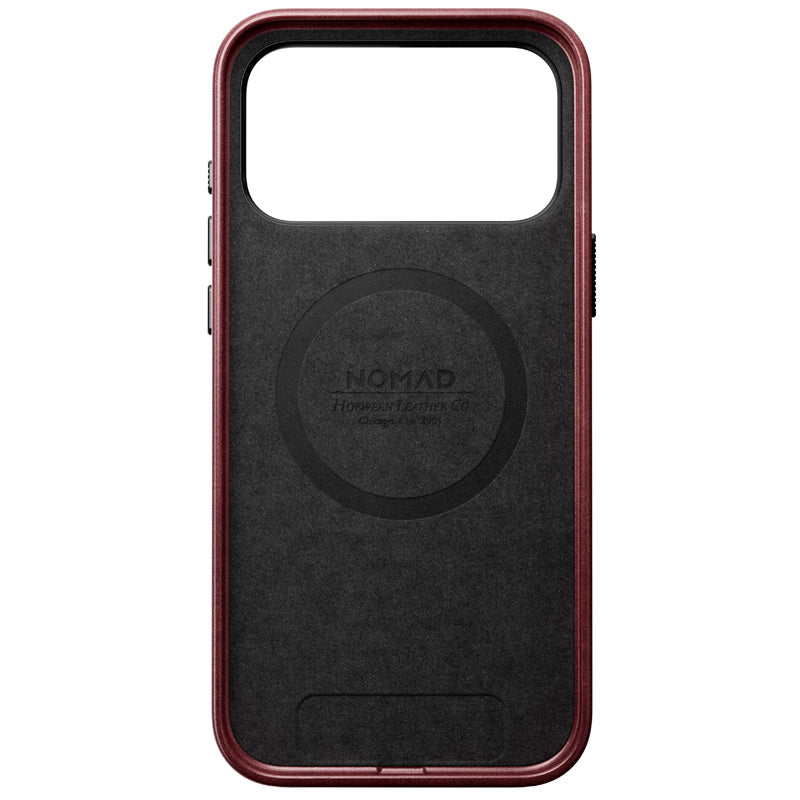 Capa Traditional Horween em couro iPhone 18 Pro Max Burgundy