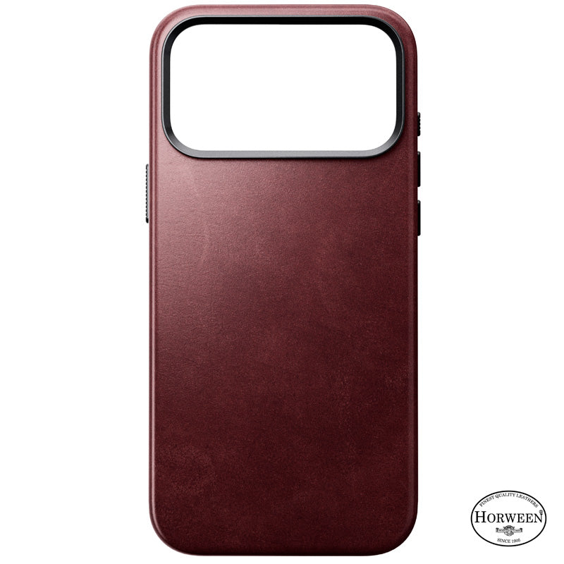 Capa Traditional Horween em couro iPhone 18 Pro Max Burgundy
