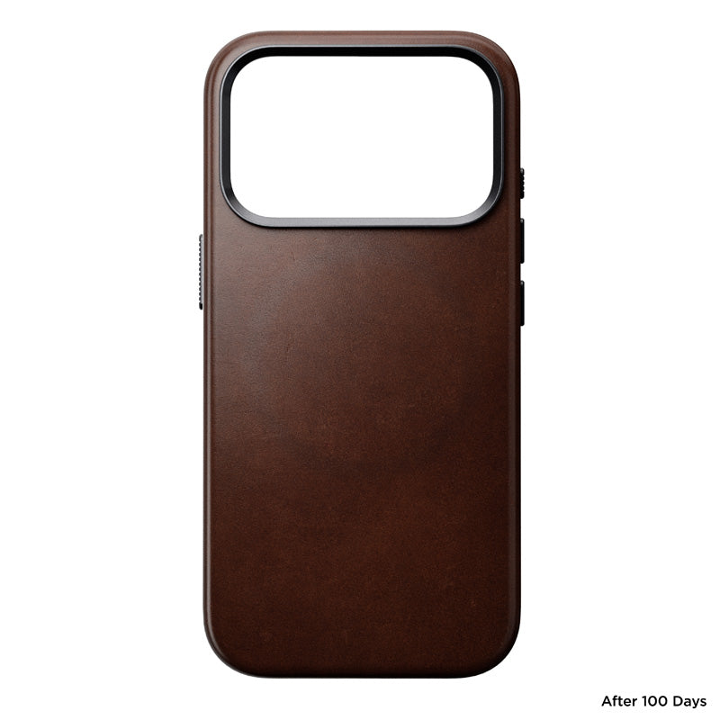Capa tradicional de couro Horween iPhone 18 Pro Rustic Brown