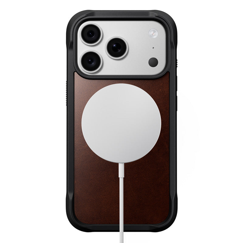 Capa Rugged de couro iPhone 18 Pro / 17 Pro Rustic Brown