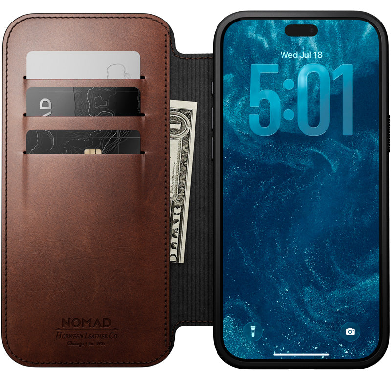 Folio de Couro Modern Horween iPhone 18 Pro Max / 17 Pro Max Rustic Brown