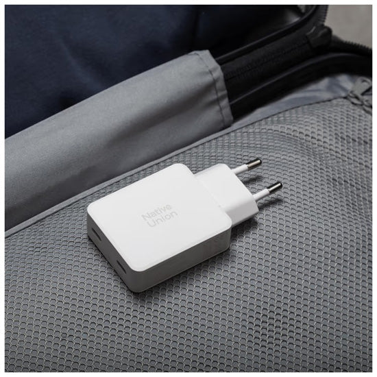 Carregador Pocket GaN 65 W USB-C duplo Branco
