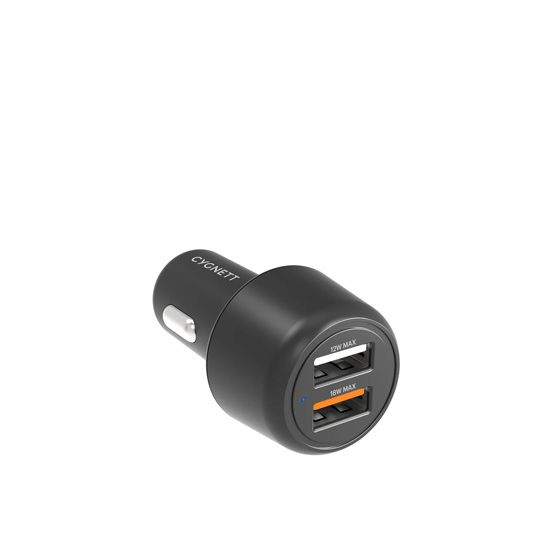CarPower 30W Car Charger Dual Port USB-A Noir - Cygnett