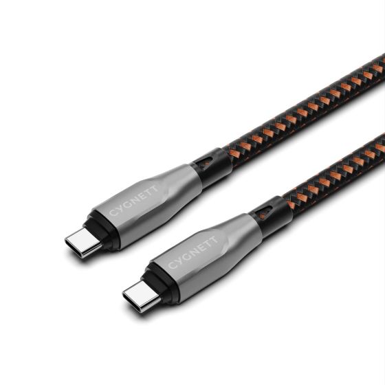 Armoured P240W USB 4.0 USB-C to USB-C cable (1m) Black/Orange - Cygnett