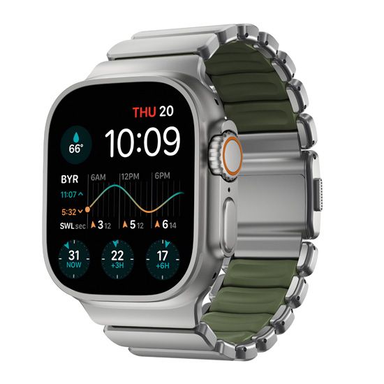 Stratos Band 49mn Natural Titanium/Forest Green FKM - Nomad