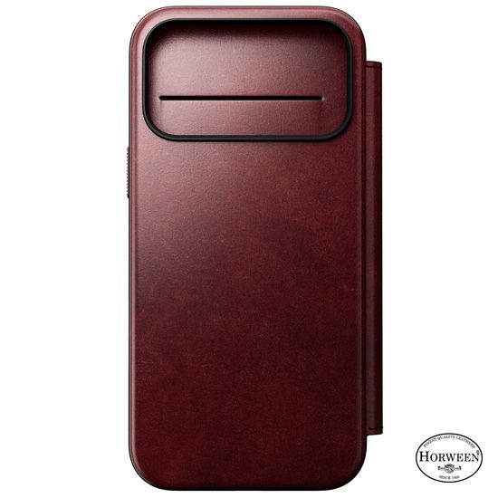 Leather Folio Modern Horween iPhone 17 Pro Max Burgundy - Nomad