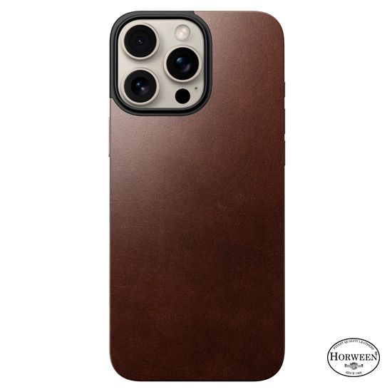 Magnetic Leather Back case iPhone 16 Pro Brown - Nomad