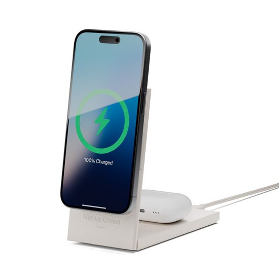 Rise 2-in-1 Qi2 Magnetic Wireless Charger Standstone - Native Union