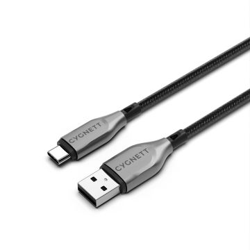  Armoured USB-C to USB-A cable (0,5m) Black
