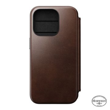 Capa Folio de pele Modern Horween iPhone 15 Pro Brown